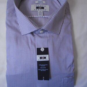 Men's Joseph Abboud Brown Check Button Down Dress Shirt 18 32/33